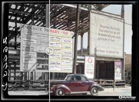 Political signs. Vincennes, Indiana colorized